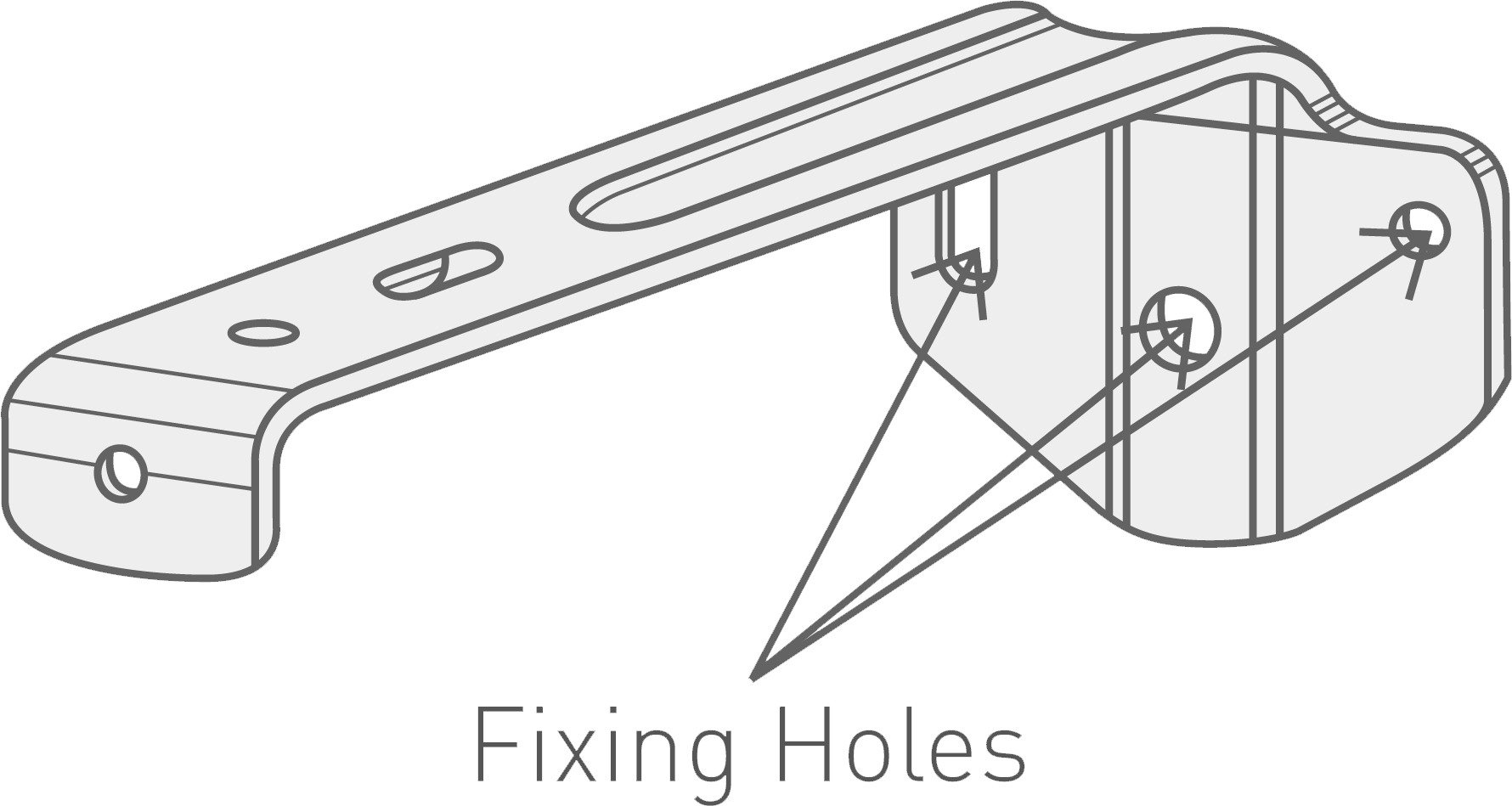 A closeup drawing on a vertical blind bracket